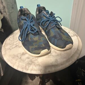 Nike Camouflage Sneakers with Blue Accents